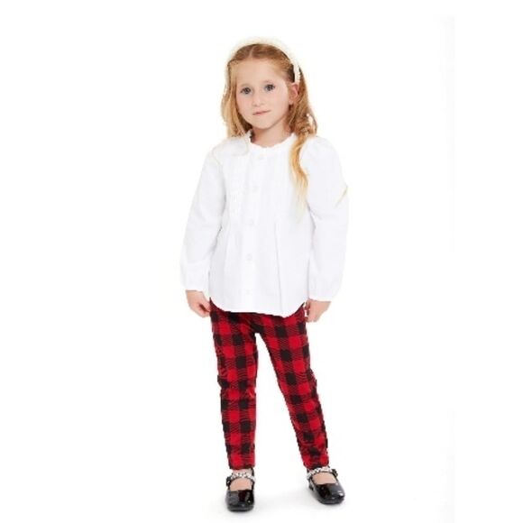 Toddler Girls Long Sleeved Shirt & Plaid Pants 2-Piece Set Size 5T - Picture 2 of 9